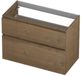 INK - Onderkast 2 Laden Greeploos Fineer Eiken met Houten Keerlijst A-symmetrisch - 900x450x650 Mm - Ash Grey Fineer