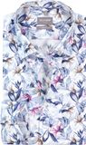 OLYMP Luxor comfort fit overhemd - dobby - wit met blauw en roze bloemen dessin - Strijkvrij - Boordmaat: 45 (EU maat: XXL)