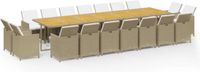 vidaXL 19-delige tuinset met kussens, polyrattan, beige