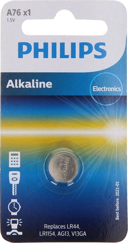 Philips A76/01B Minicel Alkaline Batterij - 1.5V - LR44