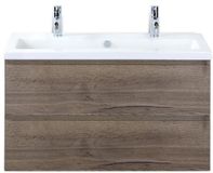 BES LED Vogue Badmeubelset 100 cm - Tabacco - Keramische Wastafel Wit