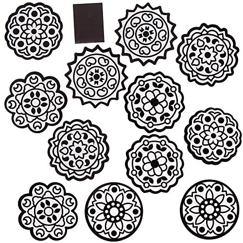 Baker Ross FX233 Rangoli Kleur in Pluchen Kunst Magneten - Pak van 12, Diwali Decoraties en Geschenken, Handgemaakte Kunst voor Kinderen, Kleurplaten voor Kinderen