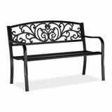 Relaxdays Tuinbank - 2 Personen - 127 cm Breed - Metaal - Zwart