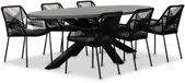 BUITEN living Stockholm/Seville ensemble de salle à manger 7 pièces | gris | 6 personnes | plastique | 240cm ovale