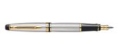 Waterman Expert vulpen - Roestvrij staal met gouden trim - Medium punt - Blauwe inkt