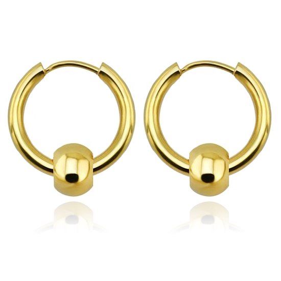 LGT JWLS Lookinggoodtoday Stalen oorringen Flexible Bead Gold-20mm
