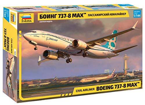 Zvezda 500787026 - 1:144 Boeing 737-8 MAX, modelbouw, bouwpakket, standmodelbouw, hobby, knutselen, plastic bouwpakket