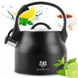 Karl Hausmann Stalen Waterkoker 2.3L Zwart - Met Fluitje & Inductie