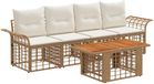 vidaXL Banc de jardin 5 pièces polyrattan naturel et crème blanc