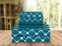 Elegant Comfort Luxe zachte lakens Bloomingdale patroon 1500 draadtelling Percale Egyptische kwaliteit zachtheid rimpel en vervaagd bestendig (6-delig) beddengoed set, koningin, Teal