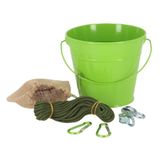 Esschert Design Metalen emmerset met katrollen voor kinderen, groen, 1,65 l