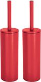 Spirella Luxe Toiletborstel met houder Cannes - Rood - Metaal - 40 x 9 cm - 2 stuks