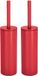Spirella Luxe Toiletborstel met houder Cannes - Rood - Metaal - 40 x 9 cm - 2 stuks