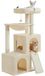 StarTech Kattenboom voor binnenshuis – Krabboom – 4 niveaus – 104 cm hoog – Sisal krabpalen – 2 ruime holletjes – Krabmat en speelgoed – Beige