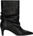 Manfield - Dames - Zwarte leren slouchy enkellaarsjes met hak - Maat 39