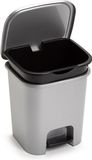 Plasticforte Pedaalemmer - zilver - 7,5 liter - 24x22x25 cm - kunststof - afvalbak