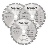 Trend Accu cirkelzaagblad hout 165mm 20mm 24T 1.5mm 20° TCT 3 stuks