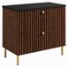 3xE living Meuble de salle de bain sur pied 80 cm, chêne noyer/noir, pieds dorés