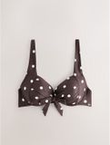 Next Dames Bikinitop met vulling en beugel en strik aan de voorzijde - Bruin