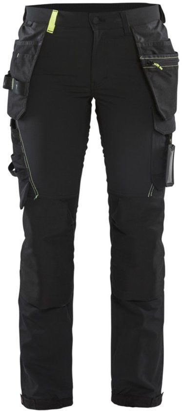 Blåkläder Dames 4-weg stretch werkbroek 7192-1645 - Zwart/High Vis Geel - C48