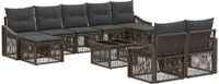 vidaXL - Tuinbank - Set - 9 zitplekken - Grijs - Polyrattan