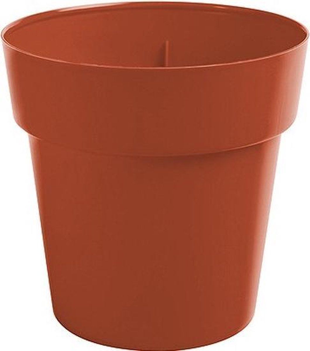 Hega hogar Terracotta ronde plantenpot/bloempot Melisa 25 cm kunststof - Onbreekbare plantenbakken/bloembakken - Tuin decoraties