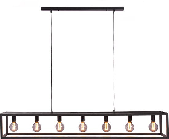 Duverger Cage - Hanglamp - stalen frame - zwart - 7-lichts