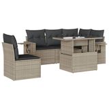 vidaXL Loungeset met Kussens, Poly Rattan, Lichtgrijs