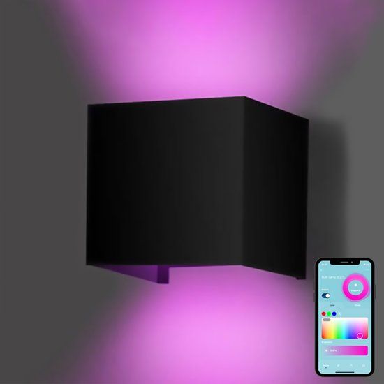 Gologi Slimme Wandlamp - Buitenlamp - RGB - Zwart - Met App - Dimbaar
