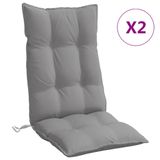 VidaXL Stoelkussens 2 st hoge rug oxford stof grijs