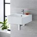 Vasque Exton rectangulaire blanche suspendue – 1 trou – 46 cm x 42 cm – Nickel brossé