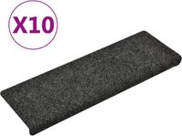 vidaXL - Zelfklevende trapmatten - 10 stuks - 65x21x4 cm - Donkergrijs - Rechthoekige rand