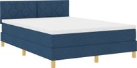 vidaXL LED Box Spring Bed with Mattress Blue 160 x 200 cm Fabric