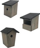 GARDEN SPIRIT Vogelhuisje Set of 3 - Nestkast for Birds - Wooden - Black/Grey