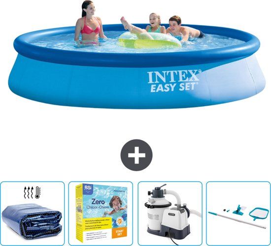 Intex Easy Set Zwembad - Rond - 396 x 84 cm - Blauw - Compleet Pakket