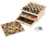 Jeu de société en bois 10-en-1 – échecs, dames, dames et plus