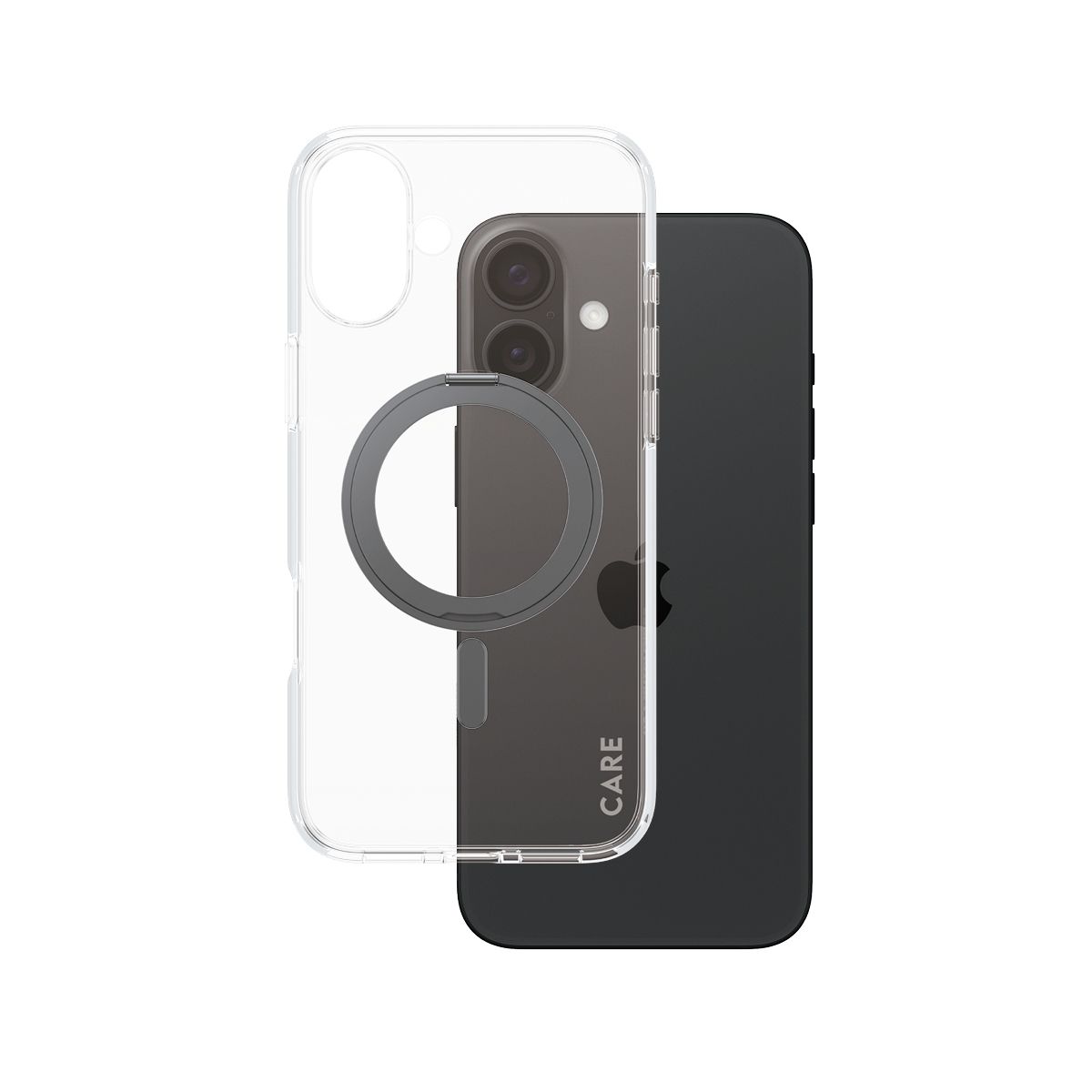 CARE by PanzerGlass Feature Case - Transparant w. - Zwart Kickstand & MagSafe iPhone 16 Plus
