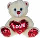 Krüger & Gregoriades Kruger Pluche knuffelbeer - wit/rood - Valentijn Love hartje - 70 cm - liefde - cadeau