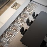 CREARREDA Cuisine Tapis van pvc, Cuisine, antislip, wasbaar, vuurvast en antislip, 100% Made in Italy, tapis van CuisineBrown, cementine, 50 x 180 cm