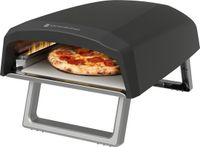 KitchenBrothers Gas Pizza Oven - Tafelmodel - PFAS-vrij - Inklapbaar - Pizzasteen - Dubbele Brander - Zwart/Grijs