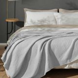 PHF Voorgewassen katoenen wafelgeweven deken Twin Size voor bed, bestand tegen haken, voor bank, lente, zomer, lichtgewicht, ademend, Oeko-Tex gecertificeerd, machinewasbaar, woondecoratie, lichtgrijs