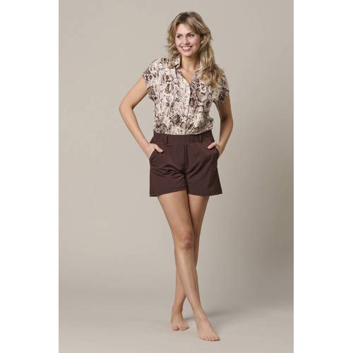 &Co Woman blouse met dierenprint donkerbruin