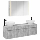 vidaXL Badkamerkast - set - 4 - st - Betongrijs - Bewerkt - hout