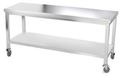 GOLDINOX plan de travail en acier inoxydable de 1800 x 600 mm sur roulettes, qualité PREMIUM