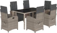vidaXL 7-delige tuinset met kussens, polyrattan, grijs