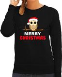 Bellatio Decorations Dames Kersttrui Uil Zwart XL