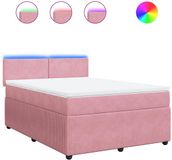 vidaXL Boxspring met matras fluweel roze 140x200 cm