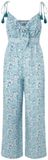 Pepe Jeans Dames jumpsuit Matilde aqua linnen gebloemd mouwloos V-hals regular fit