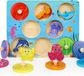 Jouet Montessori à partir de 1 an - Puzzle en bois 1 an - Créatures marines - Jouet de motricité à partir de 1 an - Puzzle à saisir - Jeu de tri pour 12 mois