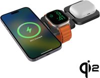 Cubenest EQ310 3-in-1 magnetische draadloze oplader compatibel met MagSafe-technologie - voor Apple Watch, iPhone 12-17 (Alle modellen), AirPods, Qi2-apparaten - Grijs